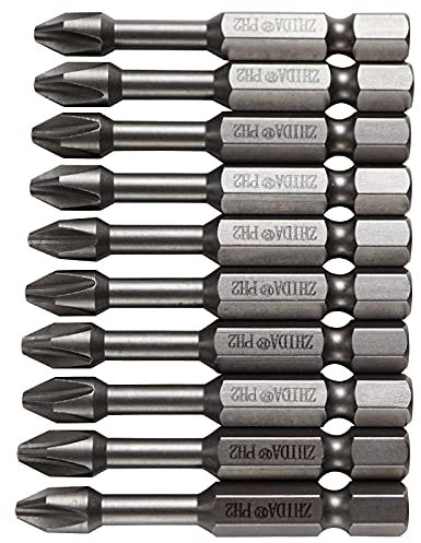 ZHIDA Torsion Power Bits P2 Phillips Schraubendreher Bits 2 Zoll lang 10 Stück