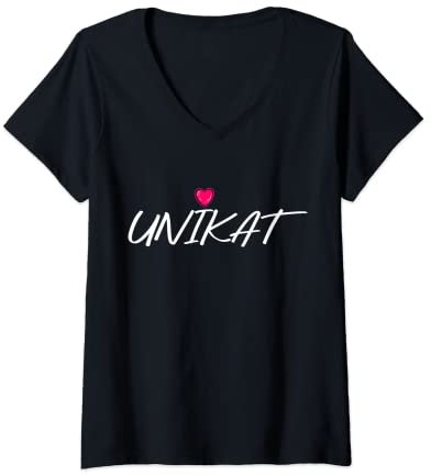 Unikat Spruch, Statement Einzigartiges Unikat Damen V-Ausschnitt T-Shirt Schwarz S Statement-T-Shirt Frauen Klassisch Herz Einzigartiges Statement Design mit Herz