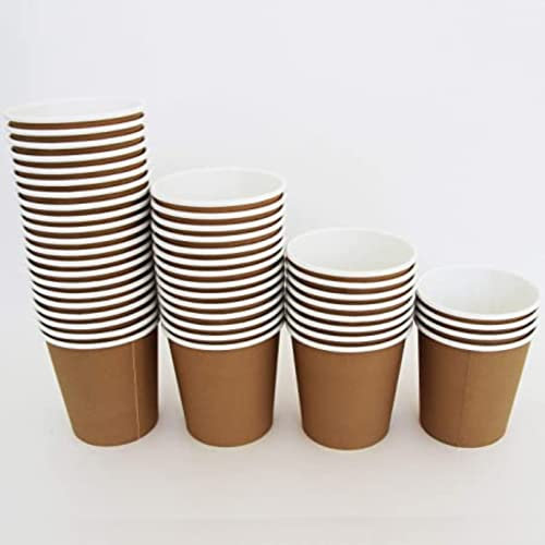 2000 Gobelets 18cl en carton + revêtement intérieur PE, coloris brun kraft, pour boissons chaudes ou froides différentes contenances, gros conditionnement (2000, 18CL)