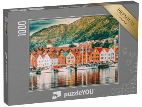 puzzleYOU: Puzzle 1000 Teile „Die historischen Häuser in Bergen, Norwegen, UNESCO-Weltkulturerbe“ – aus der Puzzle-Kollektion Bergen, Europäische Städte