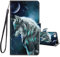 JRIANY iPhone 6/6s Case, PU Leather Wallet Case with Kickstand, Animal Print, Wolf B