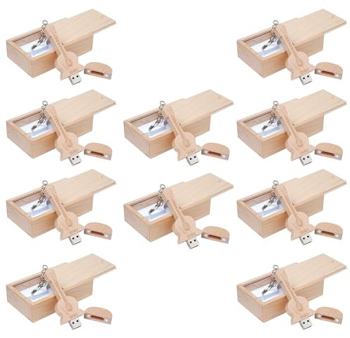 BEIJIGUANG Clé USB en bois d'érable - En forme de guitare - 2.0/16 Go - 10 pièces