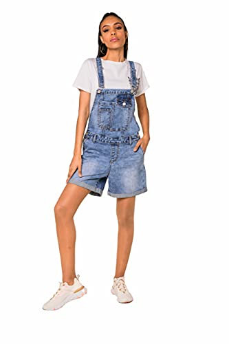 Nina Carter S511 - Salopette corta da donna, in denim, stile vintage, Blu (S511), S