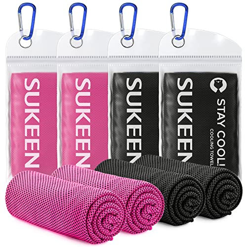 Sukeen Cooling Towel 4 pack, Coolings Towels for Neck Cool Towel for Instant Cooling Relief, Cold Towels for Hot Weather Cooling Scarf for Neck for Running Golf Hiking & Outdoors sports