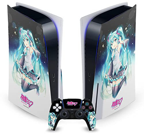 Head Case Designs Offizielle Hatsune Miku Nachthimmel Grafiken Vinyl Frontplatte Haut Gaming Aufkleber kompatibel mit Sony PlayStation 5 PS5 Disc Edition Console & DualSense Controller