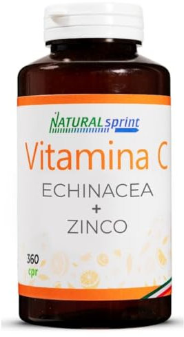 Vitamina C+ Echinacea e Zinco - Alto Dosaggio Vit C - 360 compresse VitaminaC plus Echinacea (Vitamina C 1000mg, Echinacea 250mg, Zinco 15mg per dose pari a 100% RDA) – Made in Italy