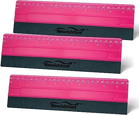 NEWISHTOOL Vinyl Wrap Squeegee for Vinyl, Big Size Wallpaper Smoothing Squeegee, 3 Pack 25CM Decals Squeegee with Ruler & Micro Suede Felt Edge for Sign Making Graphic Window Tint Film Application