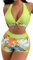 Women’s Two Piece Swimsuit Set Sexy Lace Up Bikini Top with Boyshorts Tummy Control Athletic Bathing Suit Vintage Floral Print Swimwear S