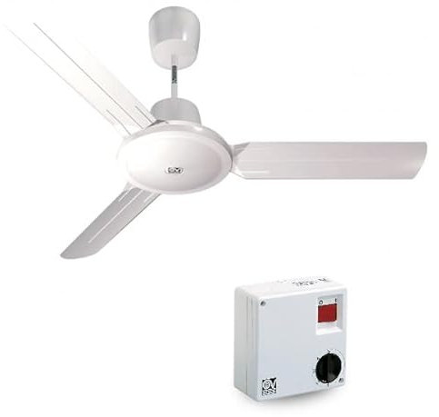 GASFRIGO - Ventilatore da soffitto 61751 Nordik Evolution R 120/48 Bianco + comandi da muro o telecomando (61751+ SCNR5)