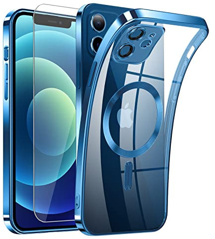 DOSNTO Clear Magnetisch für iPhone 12 Hülle mit MagSafe [Original iPhone Äußere] [Kameraschutz Eingebaut] Durchsichtig Silikon Case Ultra Dünn [Niemals Gelb] Handyhülle Anti Fingerabdruck Schutzhülle