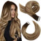 Moresoo Tape in Extensions Echthaar Blonde Haarextension Echthaar Tape Dunkelbraun bis Hellbraun mit Bleichblond Ombre Unsichtbare Tape Extensions Echthaar Blond 20 Stück/50g 60 cm #4/6/613