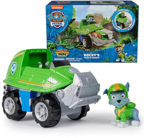 PAW Patrol Jungle Pups, Rocky Snapping Turtle Vehicle, Toy Truck with Collectible Action Figure, Kids Toys for Boys & Girls Ages 3 and Up