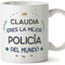 MUGFFINS Tazas Personalizadas para POLICÍA mujer - En Español - Mejor del Mundo - 11 oz / 330 ml - Regalo Personalizable original y divertido