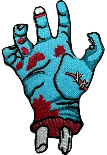 Zombie Hand Patch Iron Sew On Clothes Bag Fancy Dress Costume Embroidered Badge