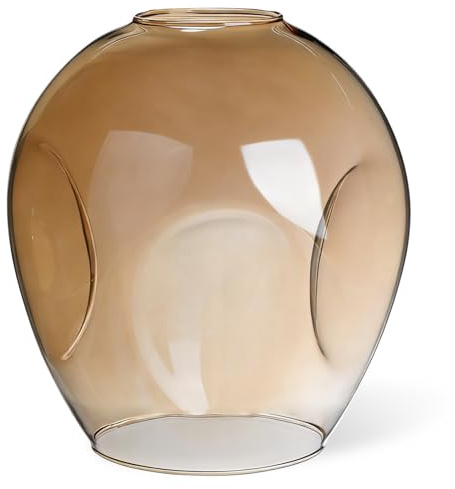 Runder Lampenschirm aus Glas Braun 42mm für Stehlampe und Tischlampe | Ersatzteile Lampenschirm Glas, Simple Stilvolle Wohndekoration, 42mm Fitter mit Fixierring