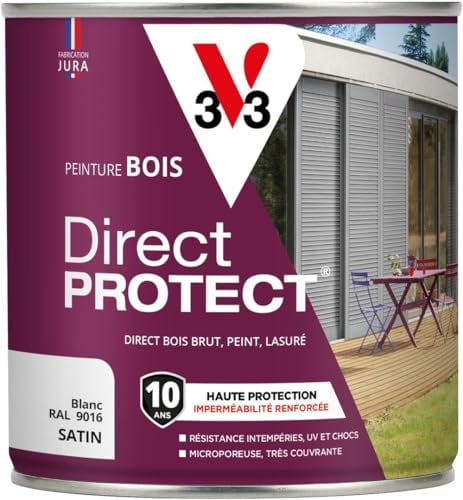 V33 Peinture bois Direct Protect - Blanc - 0,5L