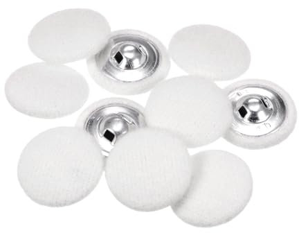 QUARKZMAN 10 Stück Stoffbezogene Knöpfe 25mm Runde Plüsch Bezogene Metall Knopf Stoff bedeckt mit Metallschaft Nähknöpfe Bastelknöpfe zum Nähen Basteln für Anzüge Strickjacke, Weiß