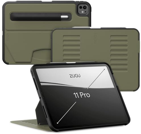 ZUGU Custodia per iPad Pro 11 (M4) 2024 Cover Protettiva Sottile con 8 Angoli Regolabili Magnetico, Ricarica di Apple Pencil, Auto Svegliati/Sonno [ Verde oliva ]