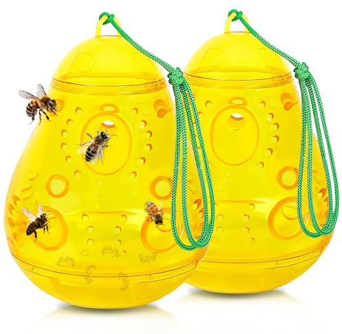 Wespenfalle für Draußen - 2er Set Fallen zum Aufhängen gegen Wespen, Bienen, Hornissen Abwehr und Wespen vertreiben mit Natürlichem Lockstoff Mittel gegen Wespen - Wespenabwehr