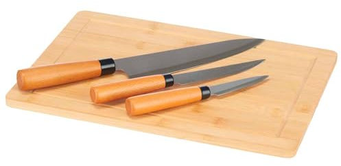 San Ignacio Bambusbrett-Set mit 3 Messern aus der Kollektion Kinvara