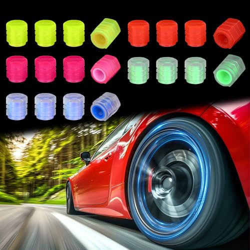 20 Stk Auto Leuchtende Ventilkappen Auto,5-Farben Der Universelle Fluoreszierende Reifenventilkappen,Ventilkappen Auto Leuchtend,ABS Kunststoff-Reifen Ventilkappen Glowing in Dark für Fahrrad Motorrad