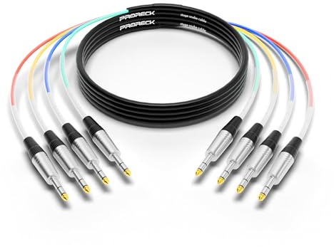 PRORECK 15ft Snake Cable, 4-Channel Shielded Audio Cable 1/4'' TRS to 1/4'' TRS, with Color-Marked Connectors for Professional Stage, Studio, and Live (PR-TR S-4 * 15)