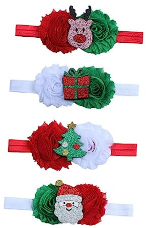 Beaupretty 8 Pièces bandeaux de noël pour bébé hair charms hair toppers accessoires bebe bandes de cheveux arc infantile bandeaux pour filles bande de cheveux de noël de tête pour bébé