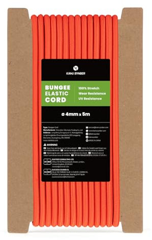 Kamu Synber Gummiseil 4mm x 5m Expanderseil Spanngummi Spannseil Gummischnur für Anhänger, Sonnensegel, Plane | UV Beständig Wetterfest | Orange