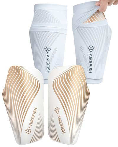 AIRSFISH Fußball-Schienbeinschoner für Kinder,Jugendliche und Erwachsene,Schienbeinschoner und Ärmel mit optimierter Einstecktasche,Eva-Kissen,reduziert Stöße und Verletzungen für Jungen und Mädchen
