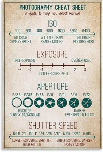 SMAZDFXX Photography Cheat Sheet Metal Tin Signs Photography Knowledge Retro Posters Photographer Guide Plaques Home Photography Studio Club Wall Decor 8x12 Inch