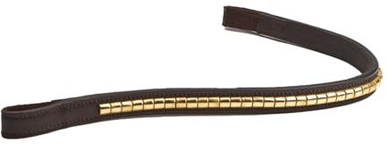 Velociti - Pferde-Stirnriemen Rapida, Stirnband, Leder (Cob) (Braun/Messing)