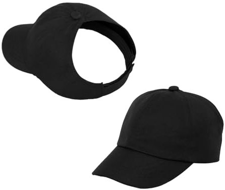 Girls Ponytail Baseball Cap 3-8 Years Golf Visor Adjustable Summer Sun Protection Caps Outdoor Sports Hat Beach Cool Hats Black