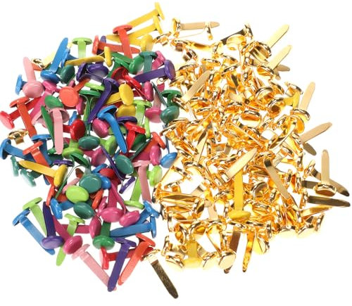 Musterbeutelklammern Musterklammern Briefklammern Scrapbooking Brads Metall Rundkopfklammern Bunte Musterbeutelklammer Bastelklammern Mini Brads Split Pins für Basteln Verzierungen und DIY 200 Stück