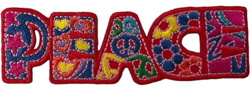 Peace Patch Iron Sew On Cloth Hippie 1960s 1970s Flower Power Embroidered Badge