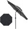 Parasol Inclinable 3M,Parasol de Jardin Extérieur， Lumineux Solaire 24 LED,Parasol Droit,Manivelle，Protection UV，Polyester 180g/m²，Hauteur Réglable, Parasol Plage pour Balcon, Jardin,Terrasse,Gris