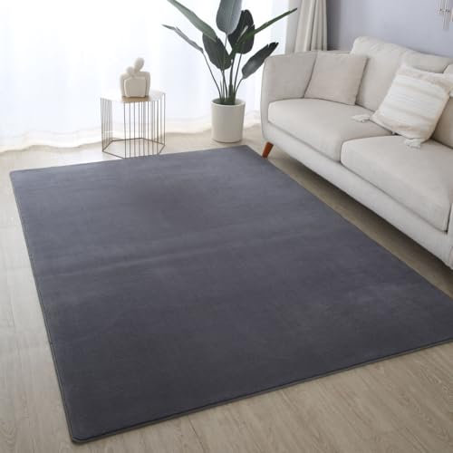 Ultra Soft Plush Anti-Slip Carpet Mat Living Room Large Area Rugs Modern Floor Bedroom Extra Large Size Non Shedding (Grey, 80 x 150 cm)