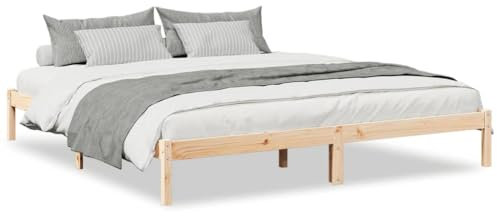 Natulvd Einfache Plattform-Bettgestelle mit Stauraum unter dem Bett, 200 x 220 cm, Super-King-Size-Bett, stabiles Plattform-Bettgestell mit Lattenstütze, Braun