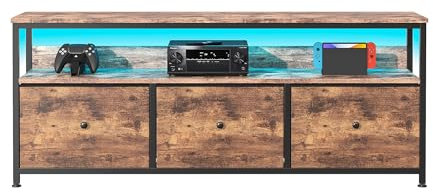 MINGZHE Mueble para TV, mesa de TV retro, soporte para medios, soporte para TV con cajones, centro de entretenimiento, consola multimedia, soporte de TV para salón, retro, marrón, 137 x 30 x 57 cm