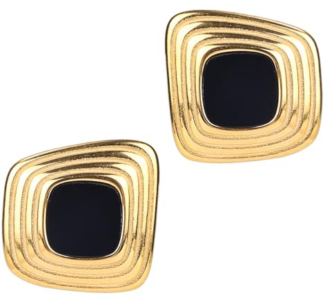 Geometrische Ohrringe für Frauen, Retro Unregelmäßig Klobig Quadratische Ohrstecker Edelstahl Statement Schmuck für Urlaub Geburtstag Geschenk