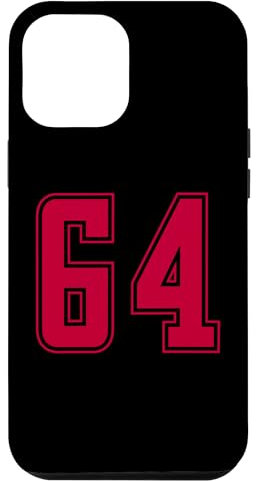 Rojo Número 64 Equipo Junior Deportivo Uniforme Numerado Carcasa para iPhone 12 Pro Max