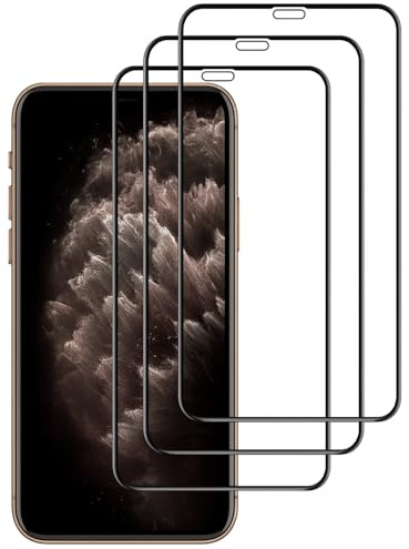 3 Stück Schutz Gehärtetem Glas Tempered Glass für iPhone 11 Pro Max, iPhone XS Max, Screen Schutzfolie Displayschutz Folie Anti Kratzen 9H Härte Displayschutzfolie 6,5 Zoll Schwarzer Rand Fest Klar
