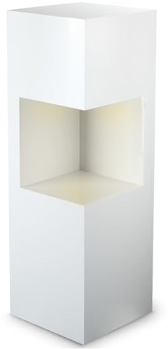 Beleuchtete Dekosäule – LED-Nische mit Akku-Lampe & Fernbedienung – Blumensäule, Pflanzenhocker, Blumenständer Holz / Pflanzenständer Holz, (Weiß Hochglanz, Beleuchtete Innensäule 100x33x33 cm)