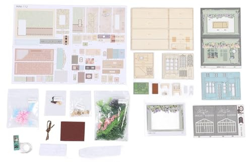 Baxnore DIY-Minihaus-Bausatz aus Holz, Papier, winziges Gartenhaus, Bauset mit LED-Leuchten, zu öffnen und zu schließen, Heimdekoration, Geschenk für Erwachsene, Teenager, Bastelli