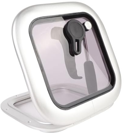 Yosoo Ventana de Escotilla para Barcos, Ojo de Buey de Aleación de Aluminio con Soporte de Acero Inoxidable, Cuadrado de 275 Mm para Yates y Vehículos Recreativos