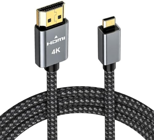 Solisara Câble Micro HDMI vers HDMI 2M, 4K60Hz Mâle vers Mâle Micro HDMI2.0 | Nylon Tressé Supporte 3D ARC HDR pour Asus Zenbook Raspberry Pi 5/4 GoPro Hero 7/6/5 Yoga Sony Moniteur Ordinateurs Portables