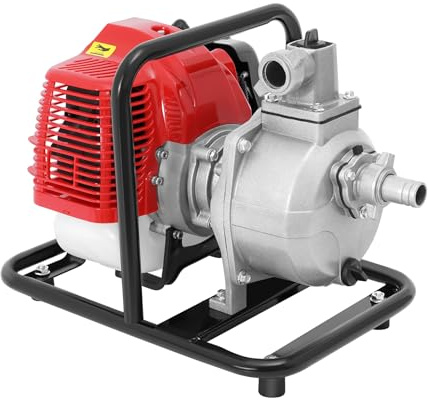 Bomba de agua de gasolina de 43 cc, 2 tiempos, 1,25 kW (1,7 CV), bomba portátil de jardín de alto rendimiento, capacidad de extracción de 10 m³/h, elevación de 30 m, potencia de succión de 8 m, para