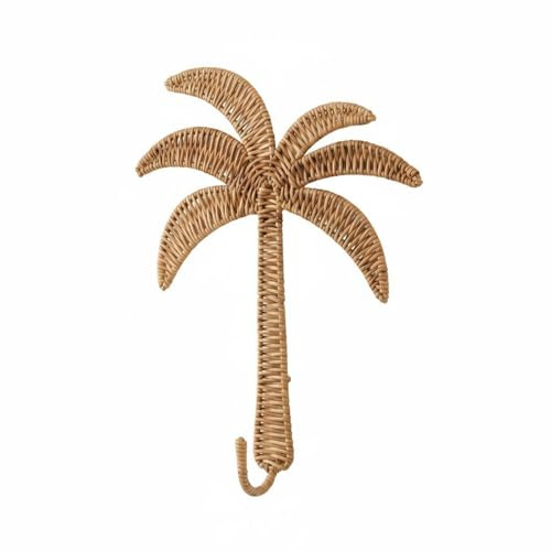 FytStycale Crochet Palmier en Rotin Tressé Naturel, Support Mural Décoratif Style Boho, Décoration Murale en Forme d'Arbre, Porte-Clés et Accessoire Léger, Gain de Place, pour Entrée, Bureau, Chambre