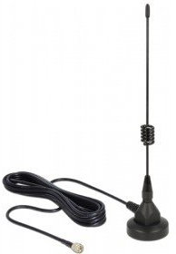 DELOCK GSM Antenne SMA Stecker 3dBi starr omnidirektional mit magnetischem Standfus und Anschlusskabel (RG-174, 3 m) Outdoor schwar