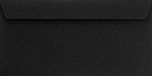 Netuno 500 schwarze Briefumschläge DIN Lang 110x 220 mm haftklebend 120g Burano Nero schwarze Briefkuverts hochwertig Briefhüllen elegant für Hochzeit Geburtstag Weihnachten Hochzeit Einladungen