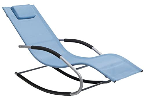 Gartenliege Schaukelliege Liegestuhl Sonnenliege Swing Polyester Blau Carano II